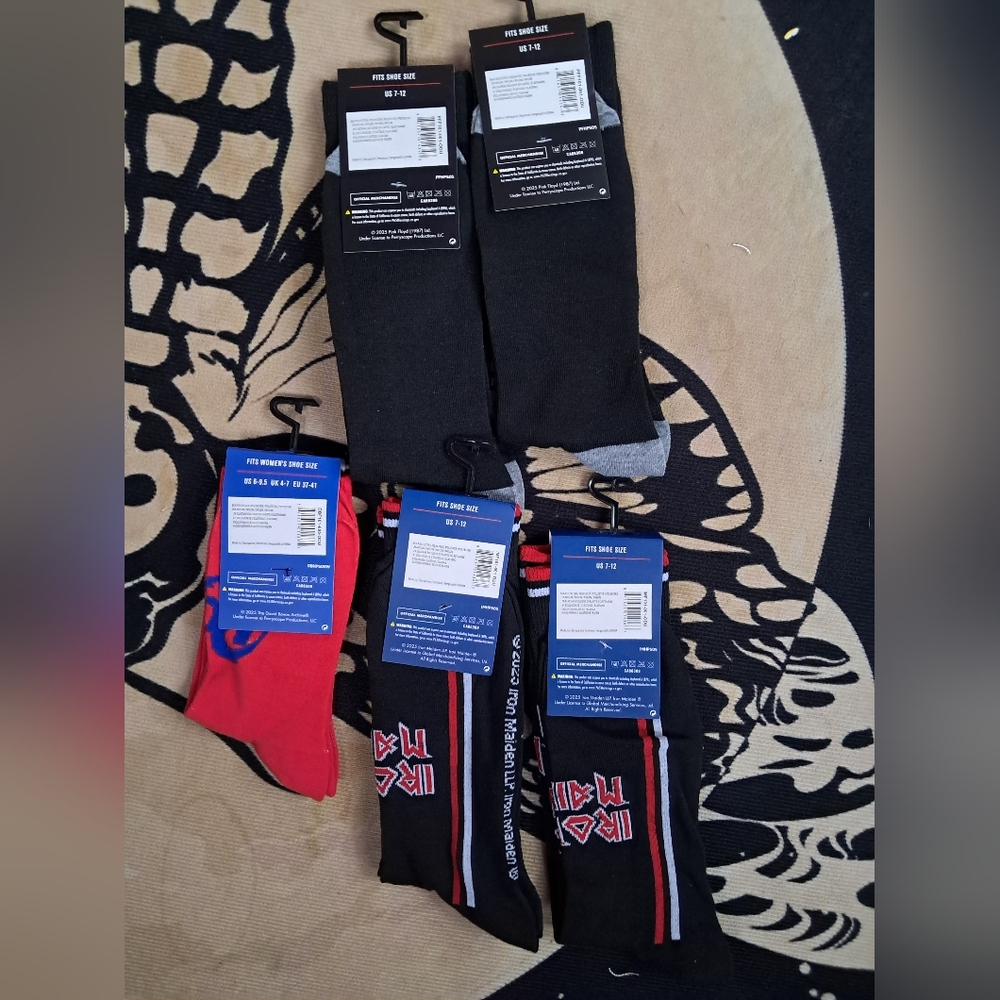 SOLD OUT! Pink Floyd Iron Maiden Bowie Unisex Socks - Picture 10 of 11